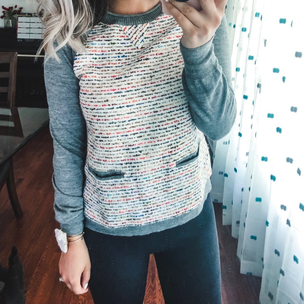 J. Crew Grey Spotted Pocket Sweater XS - Picture 7 of 7